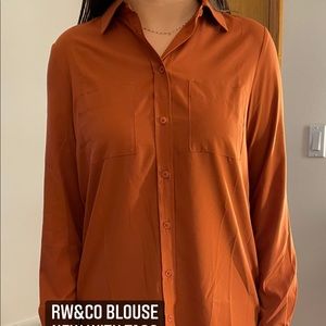 RW&Co burnt orange button up